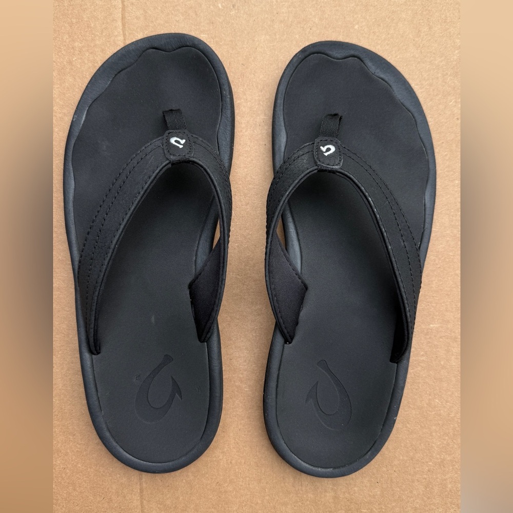 Olukai Black Flip Flops